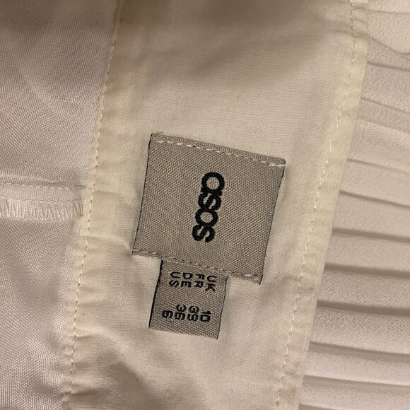 Y2K 2000s ASOS White PlissePleated Women6 Sweetheart Strap Sleeve Midi Anglecore - Picture 4 of 11